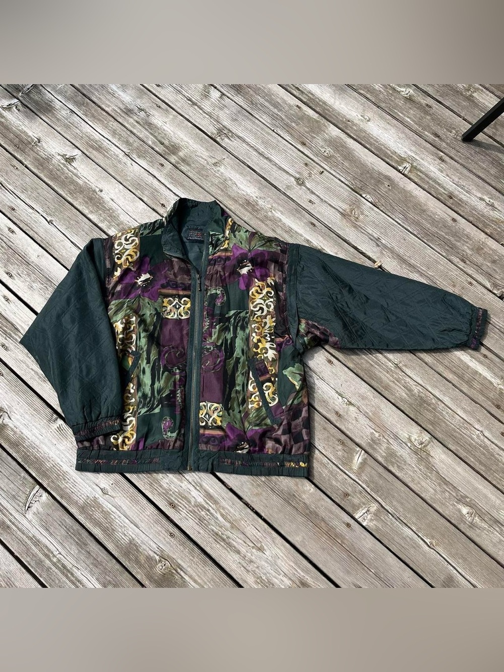Mureli vintage green/patterned convertible jacket/vest